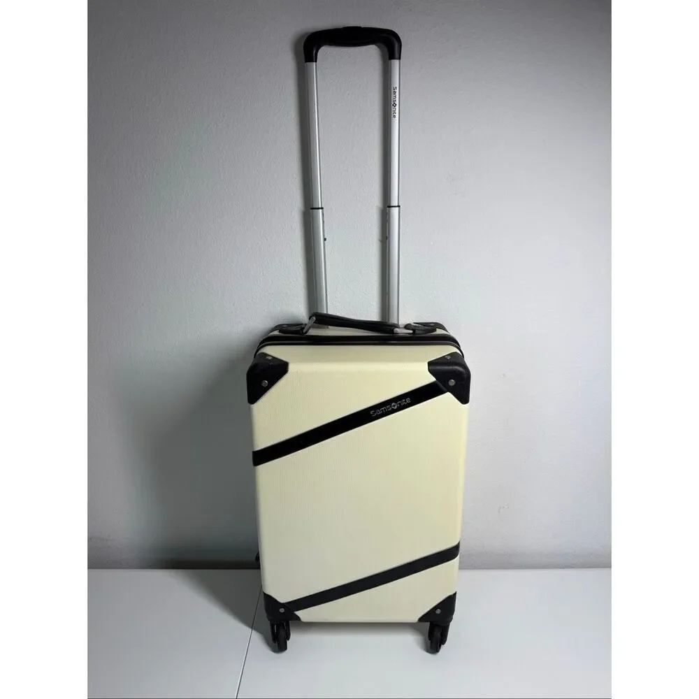 Samsonite Hard-Shell Carry-On Suitcase Spinner Wheels See Description Cream